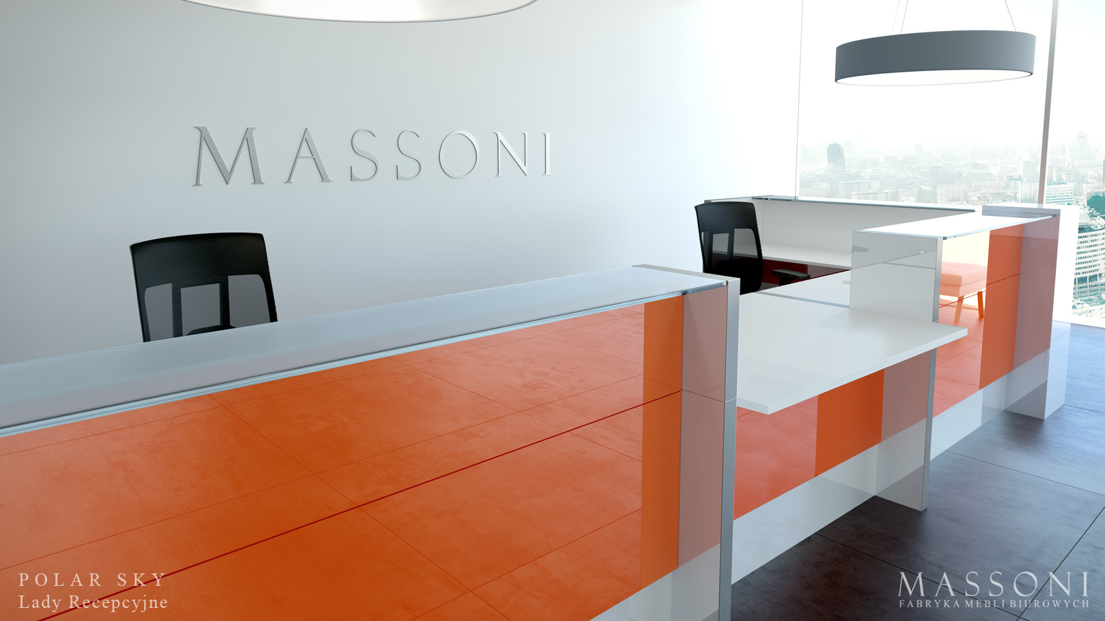 Fabryka Mebli Biurowych Massoni Lady Recepcyjne Polar Sky meble recepcyjne stylowe ergonomiczne